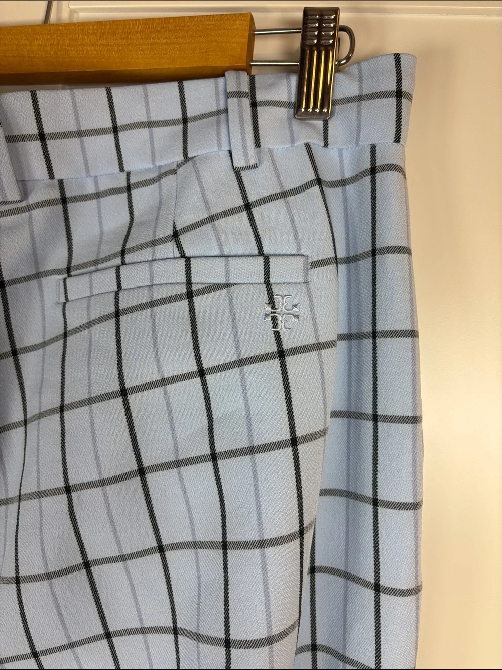Tory Burch Light Blue Windowpane Chinos